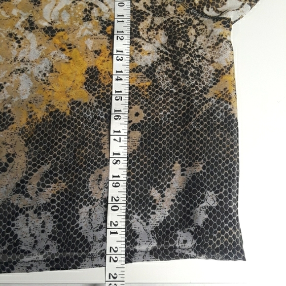 SUNSET RD. Yellow Black Print Semi Sheer Large Top - Picture 9 of 9